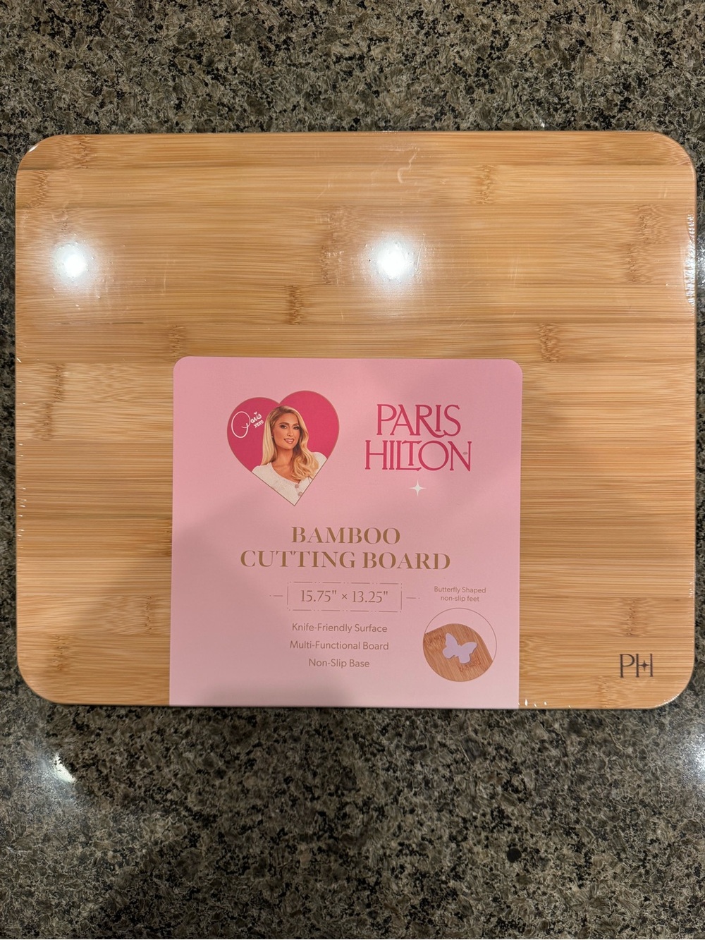 Paris Hilton Pink Bamboo Cutting Board Packaging